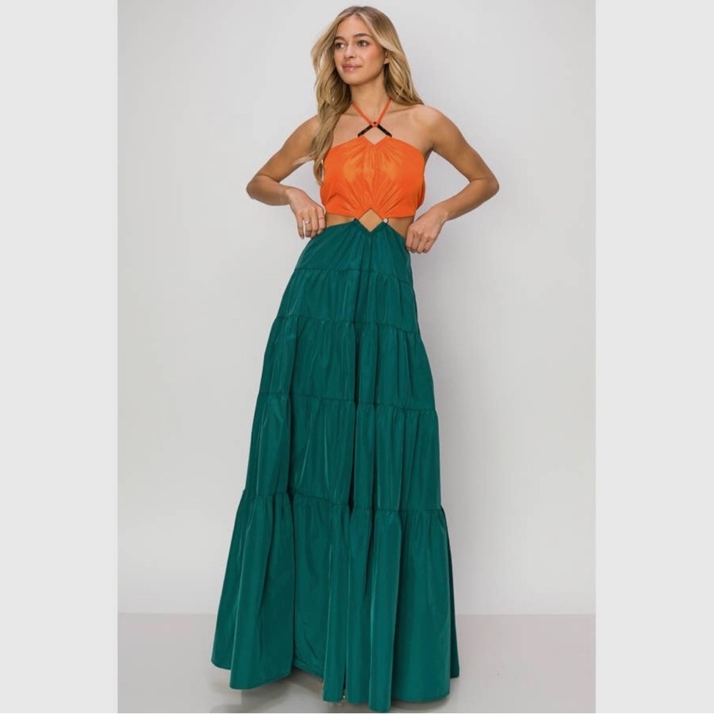 INA Women’s Taffeta Cut Out Maxi Dress - Picture 6 of 10